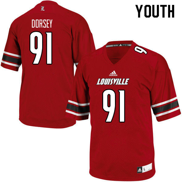 Youth #91 Derek Dorsey Louisville Cardinals College Football Jerseys Sale-Red